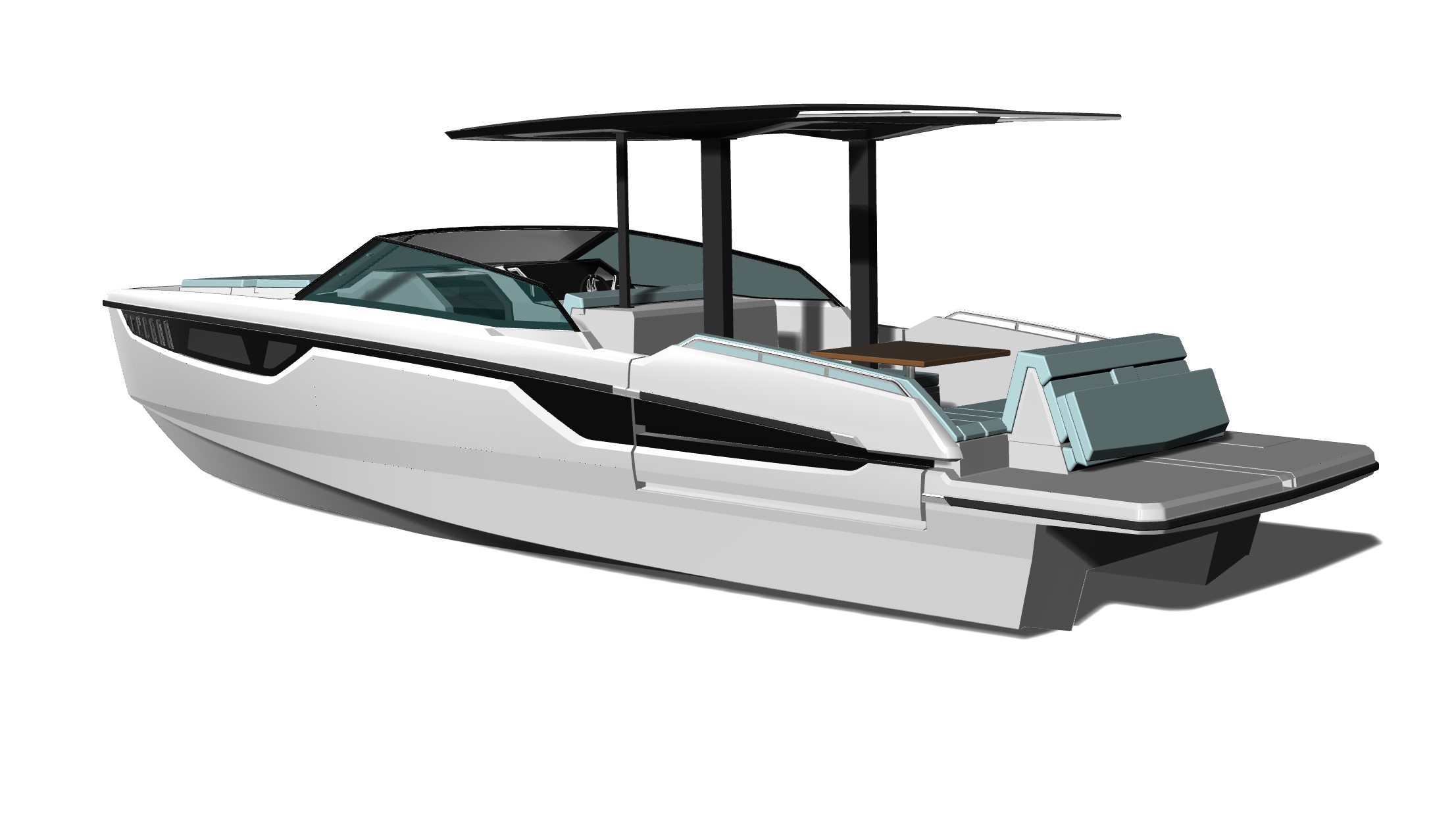 Boat aft view isometric